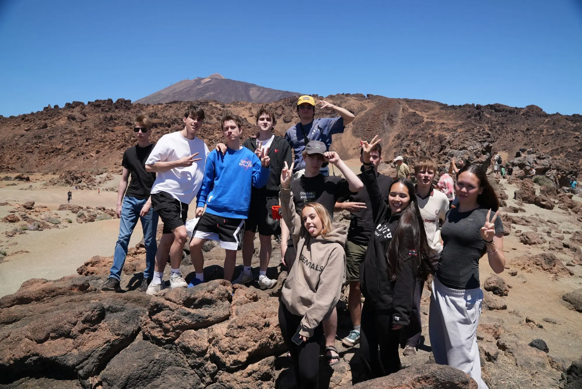 Camp participants on an excursion to Mount Teide National Park.