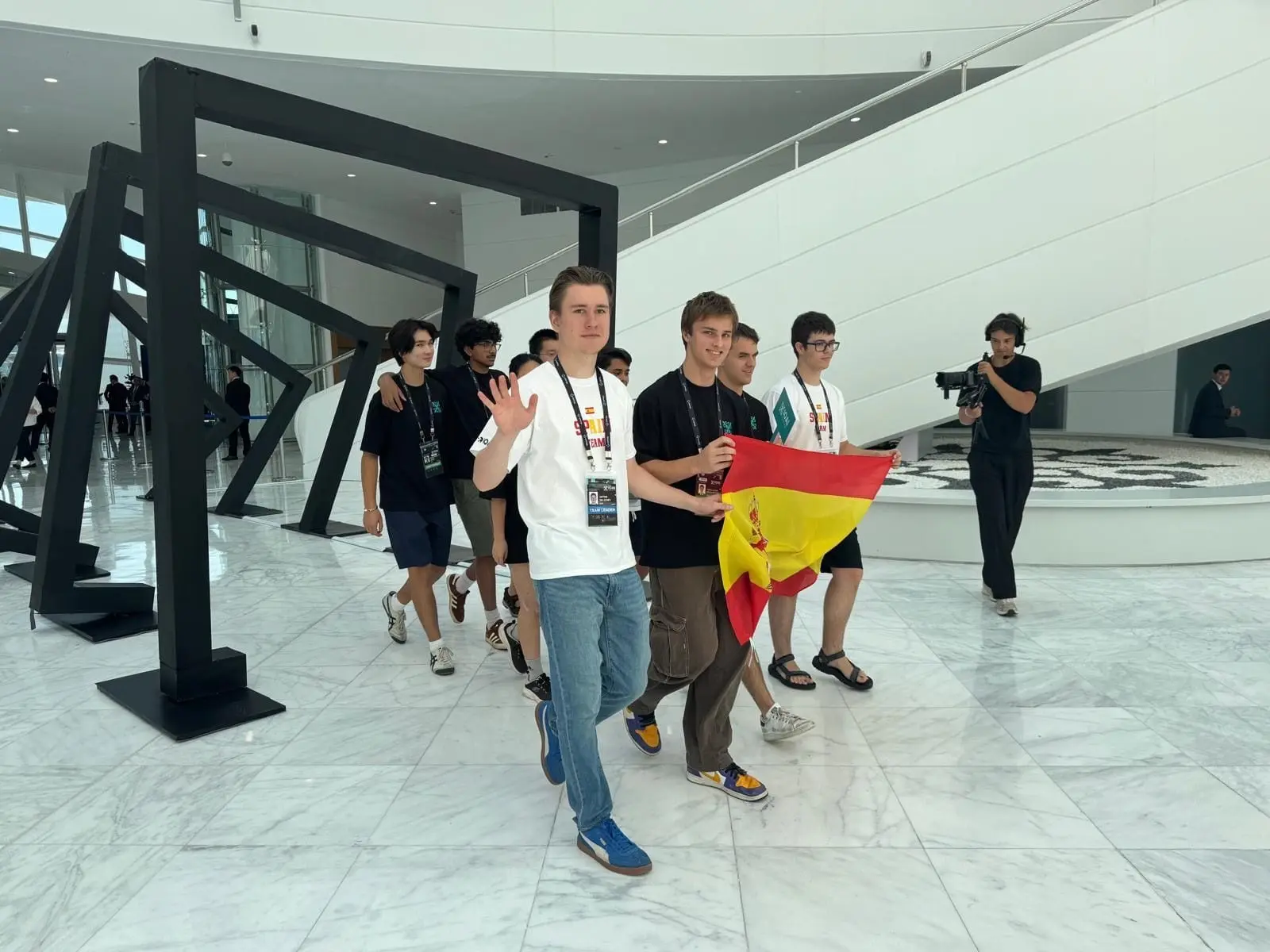 Arriving at the competition venue.